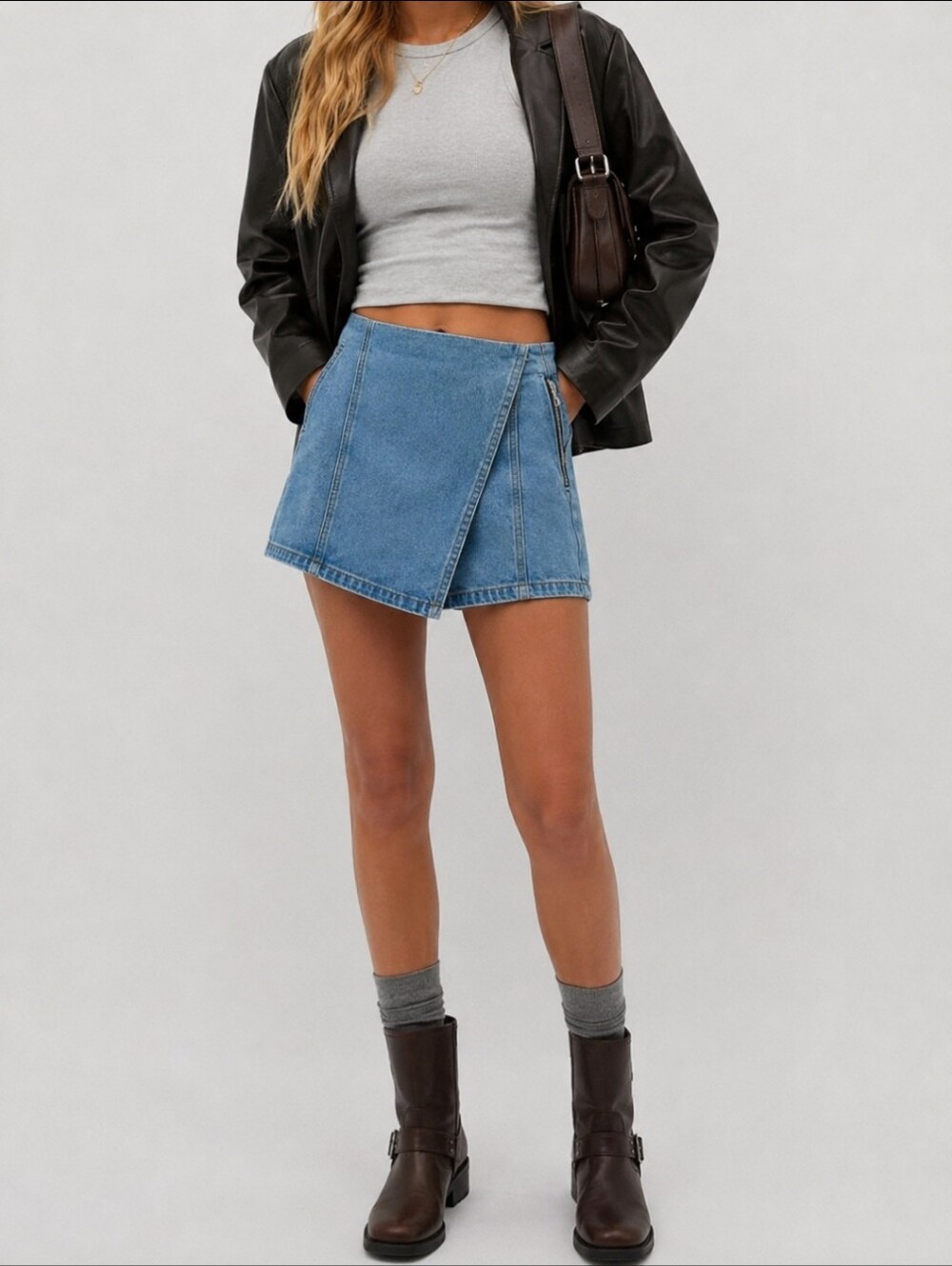 Valija Denim Wrap Skort Light Wash Size 2 Small